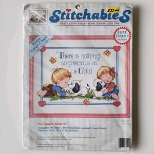 DIMENSIONS STITCHABLES Precious Children Counted Cross Stitch Kit Baby Puppy NEW